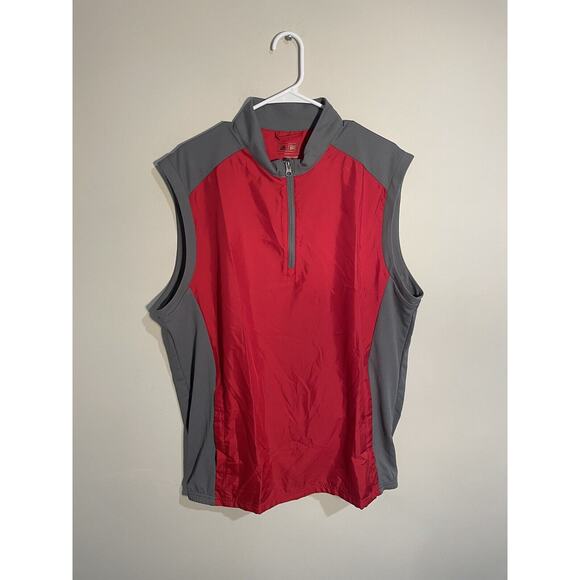 Lot of 2 Adidas Lightweight Golf Windbreaker Vests 1/4 Zip Mens Sz L Blue & Red - Picture 6 of 12
